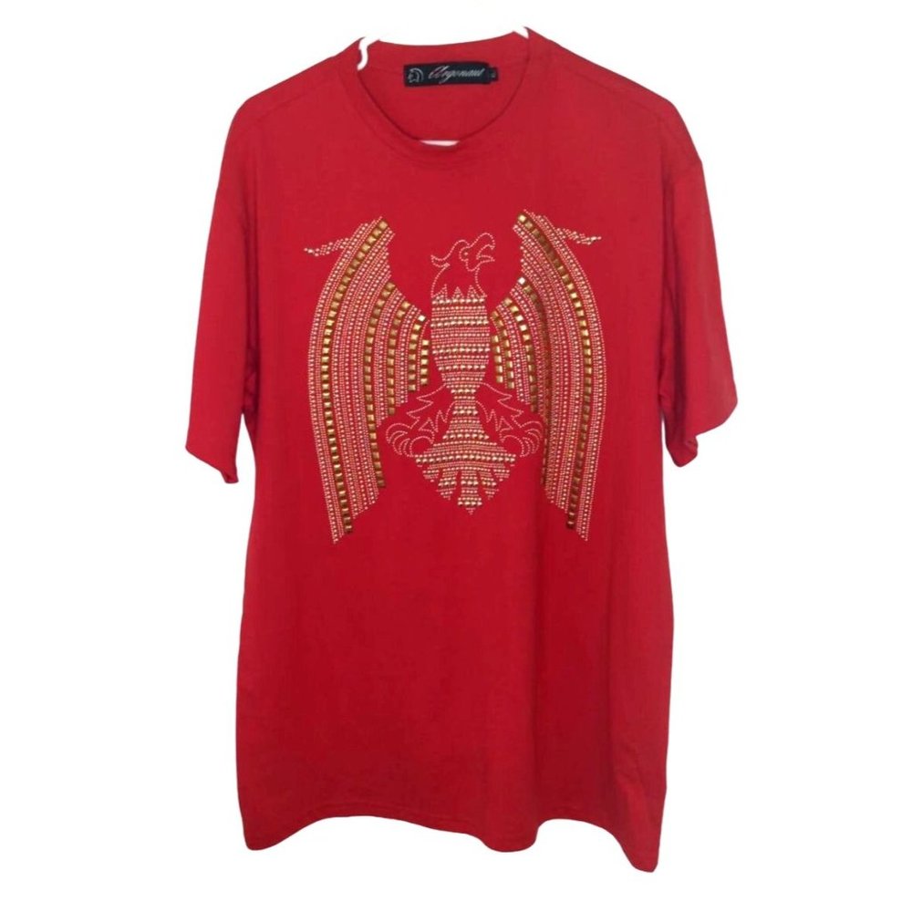 Argonaut XL Studded Phoenix Bird on Red Shirt Short Sleeve